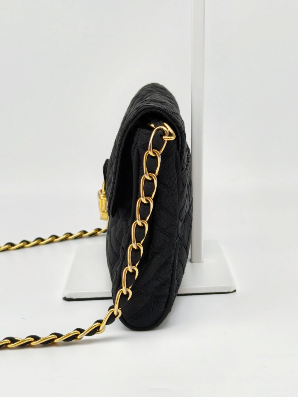 Prada Black Quilted Nylon Chain Shoulder Bag Gold Hardware Crossbody - Picture 11 of 17